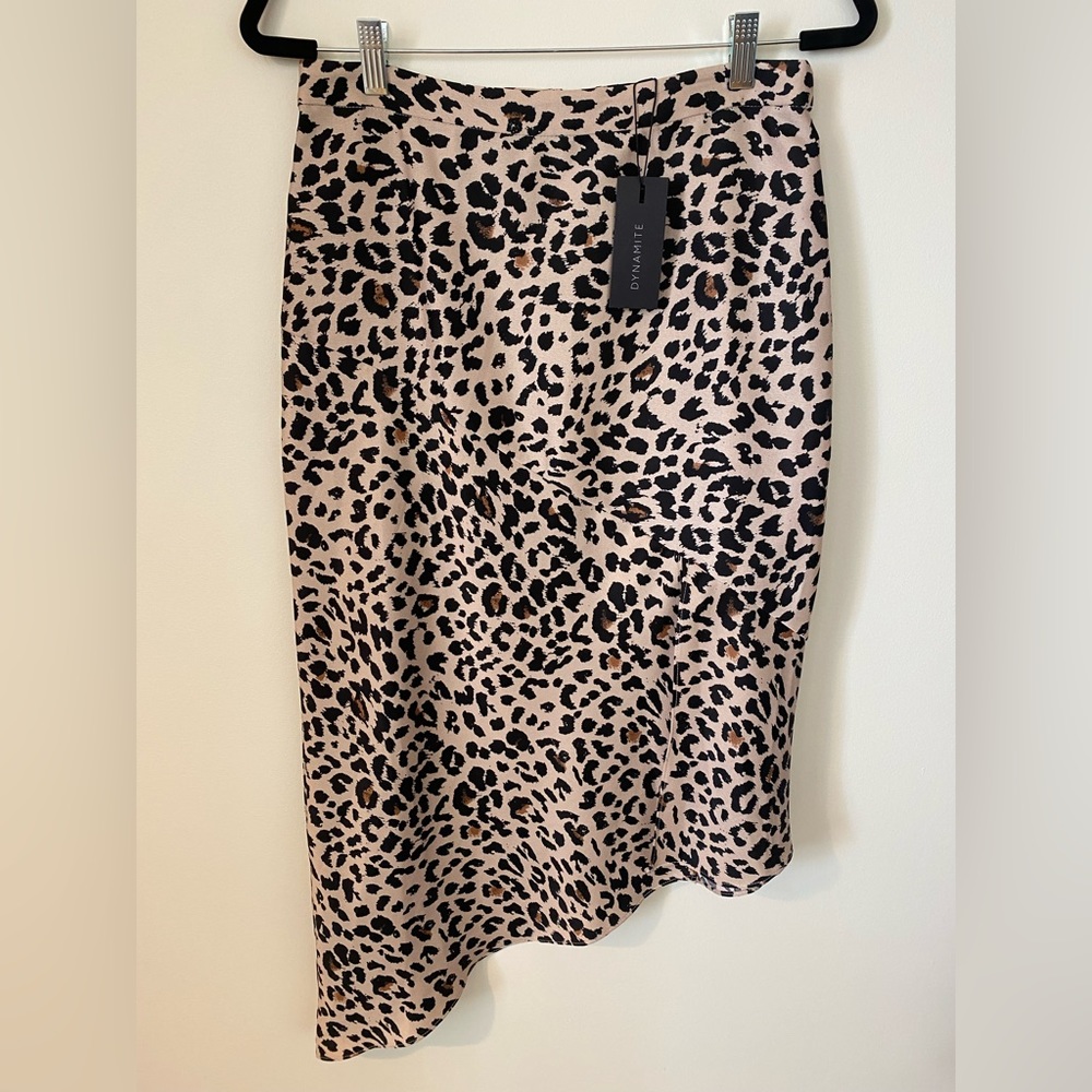 Dynamite Leopard Print Midi Skirt - Black and Cream